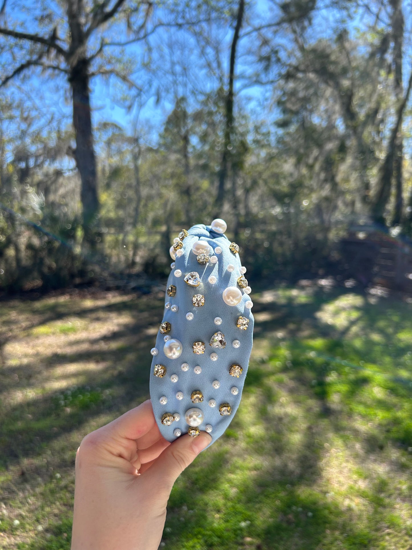 Baby Blue Beaded Headband