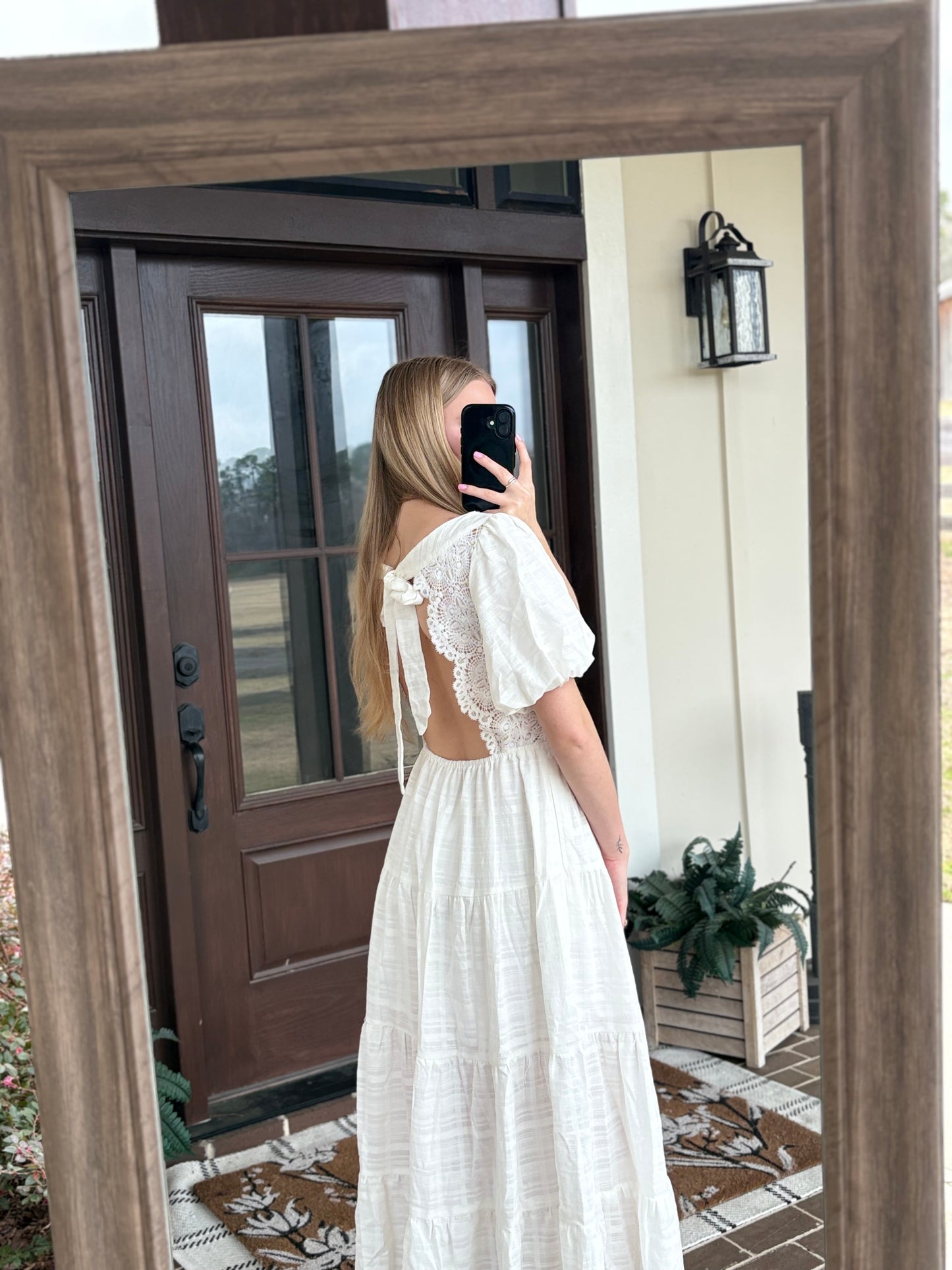 Textured Woven Lace Overlap Midi