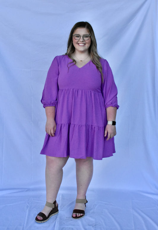 Purple Short Dress, CURVY