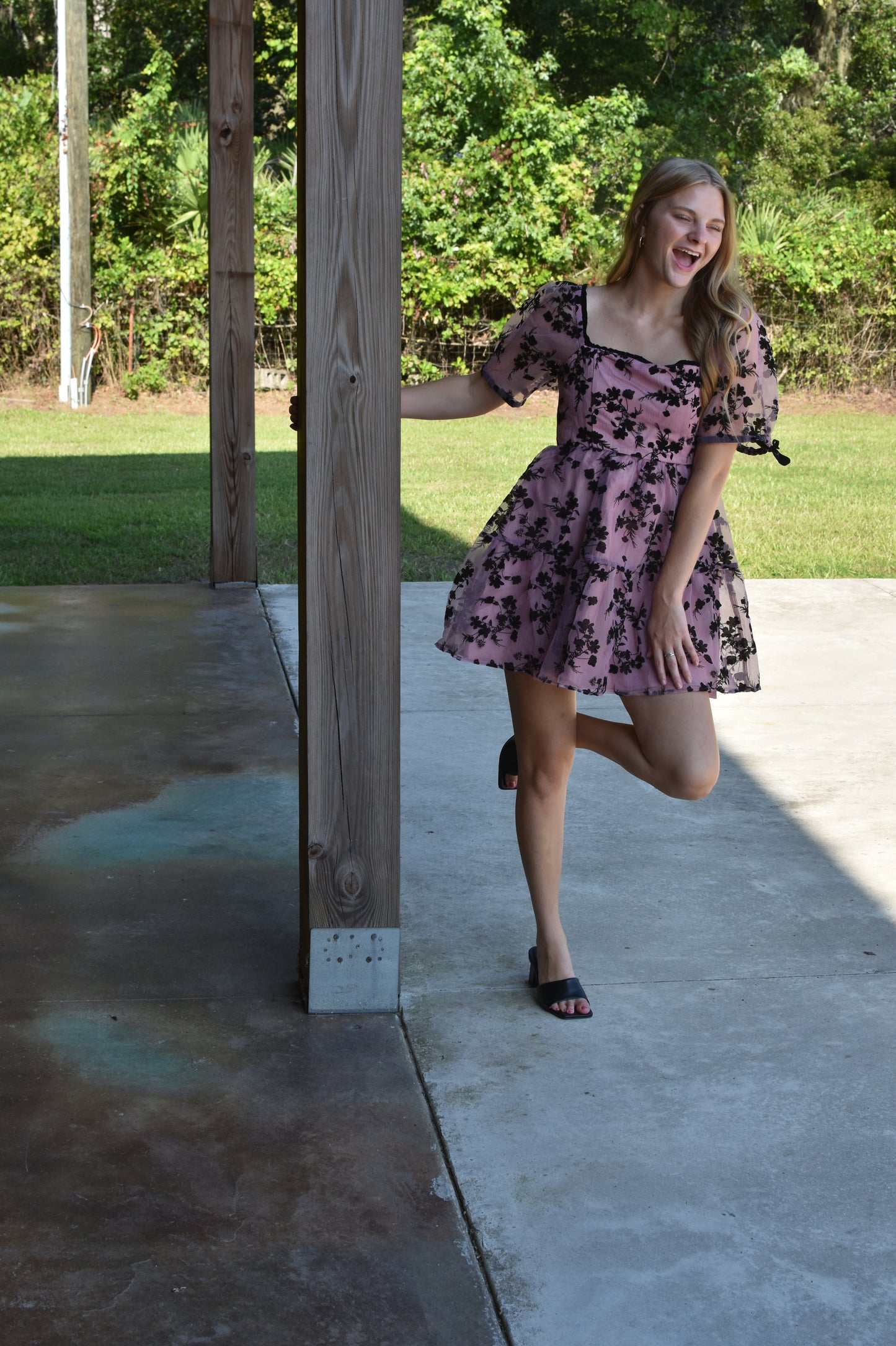 Pink and Black Floral Mini