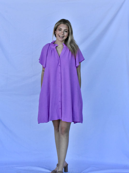 Purple Button Up Dress