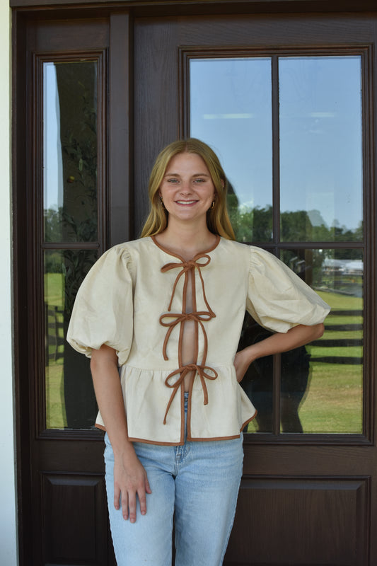 Suede Tie Blouse