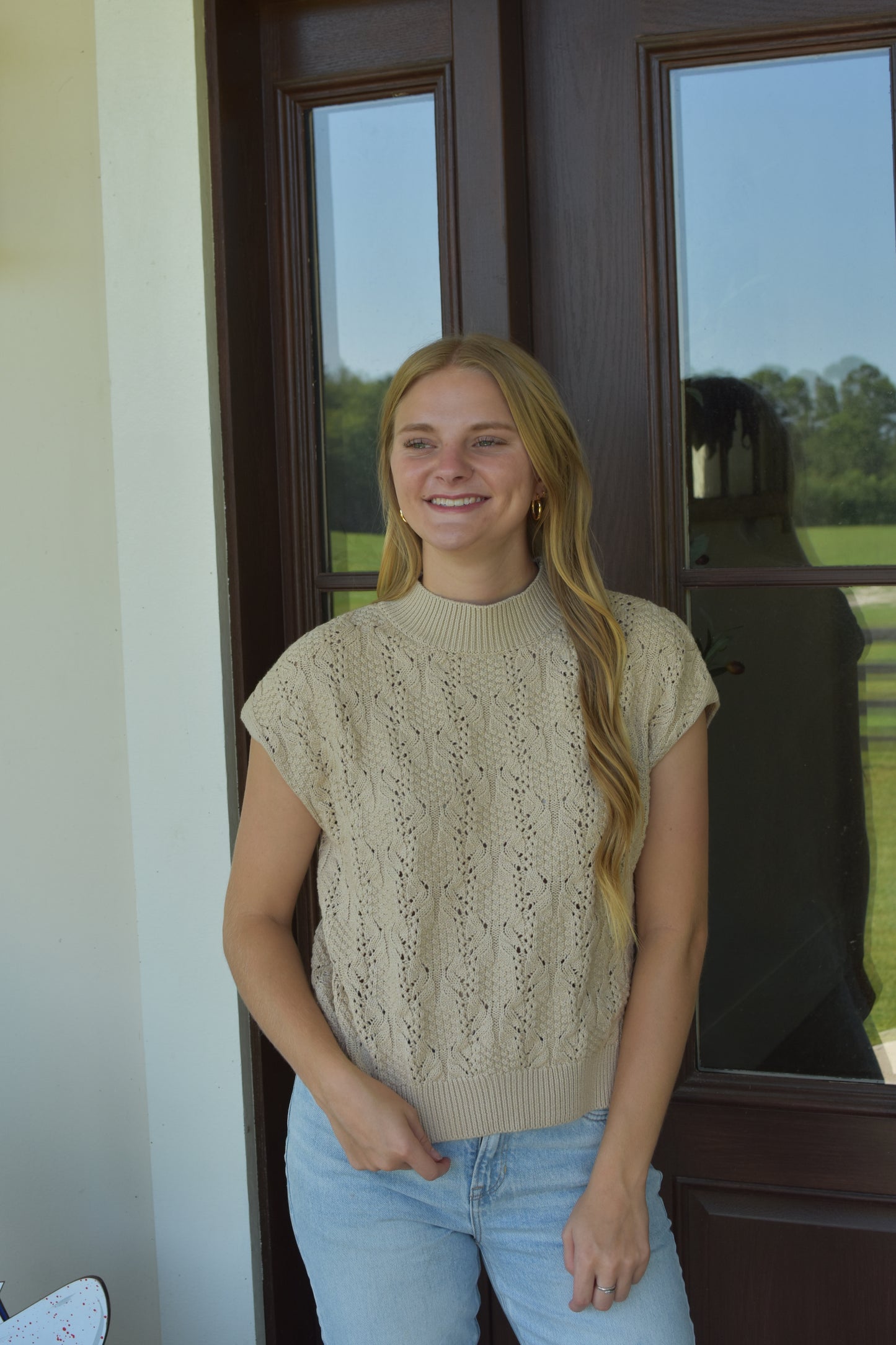 Cream Knitted Sweater Vest