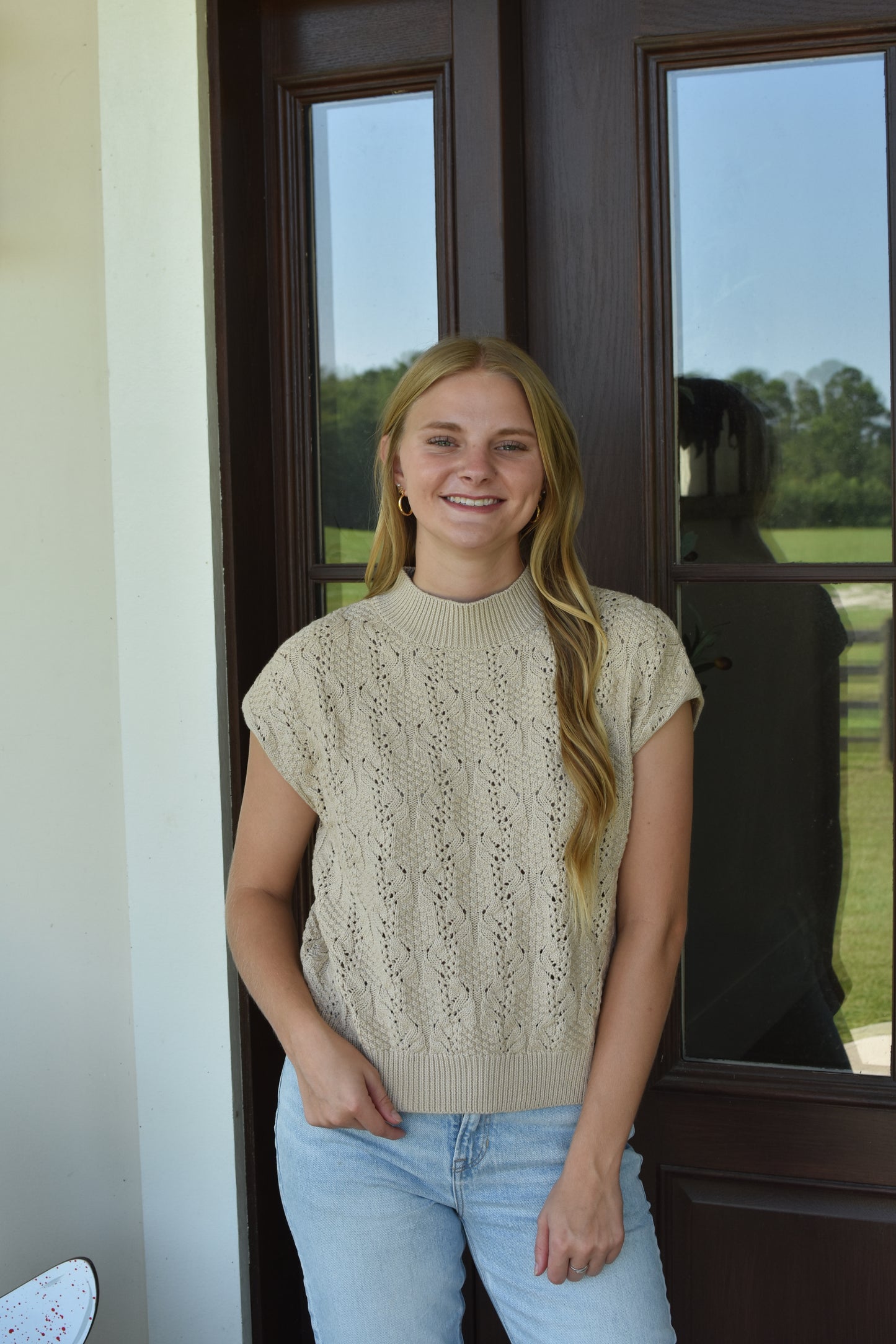 Cream Knitted Sweater Vest