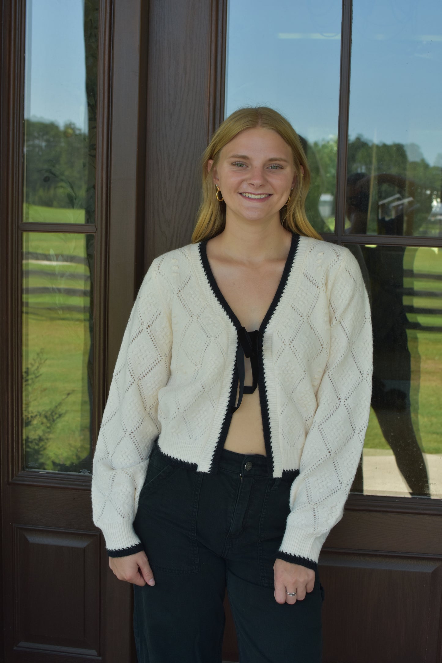 Cream Tie Sweater Top