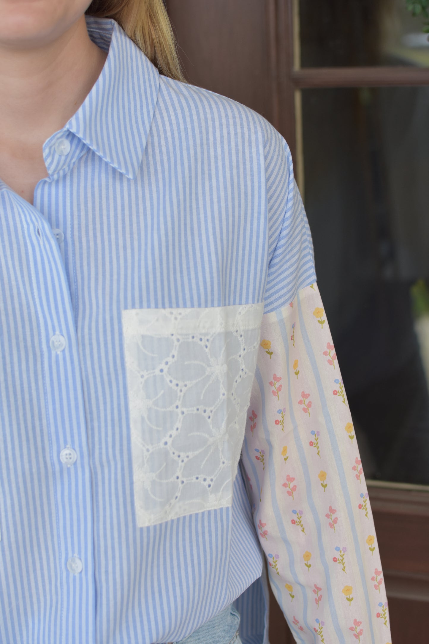 Spring Patchwork Button Up Top