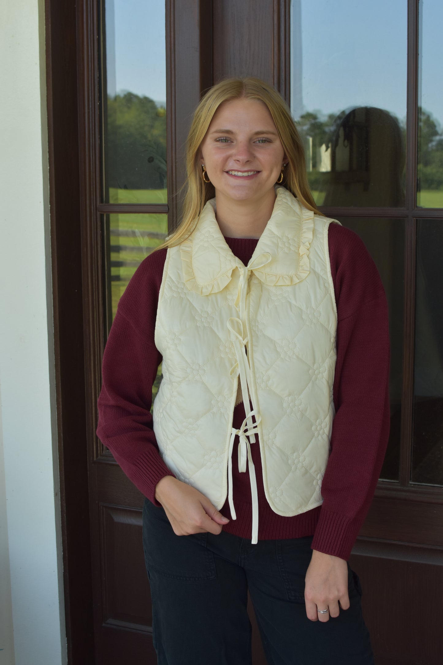 Cream Floral Puff Vest