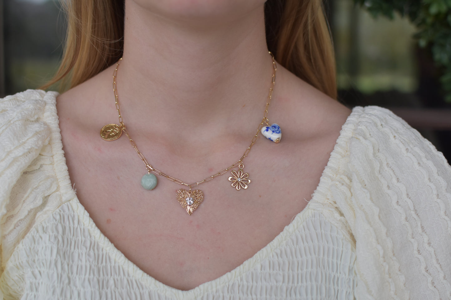 Blue Ceramic Charm Necklace