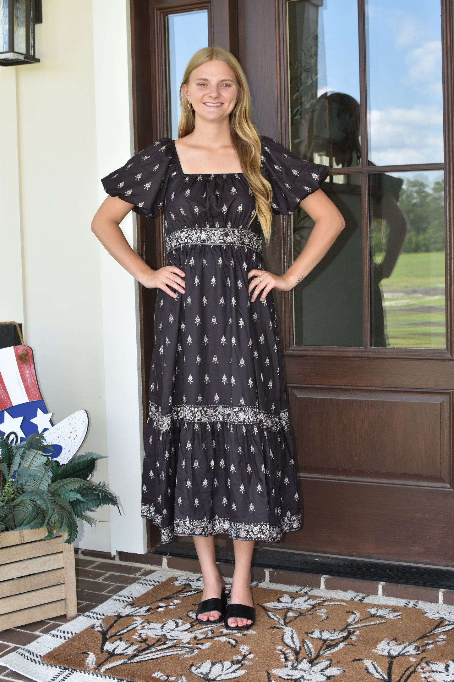 Black Floral Midi