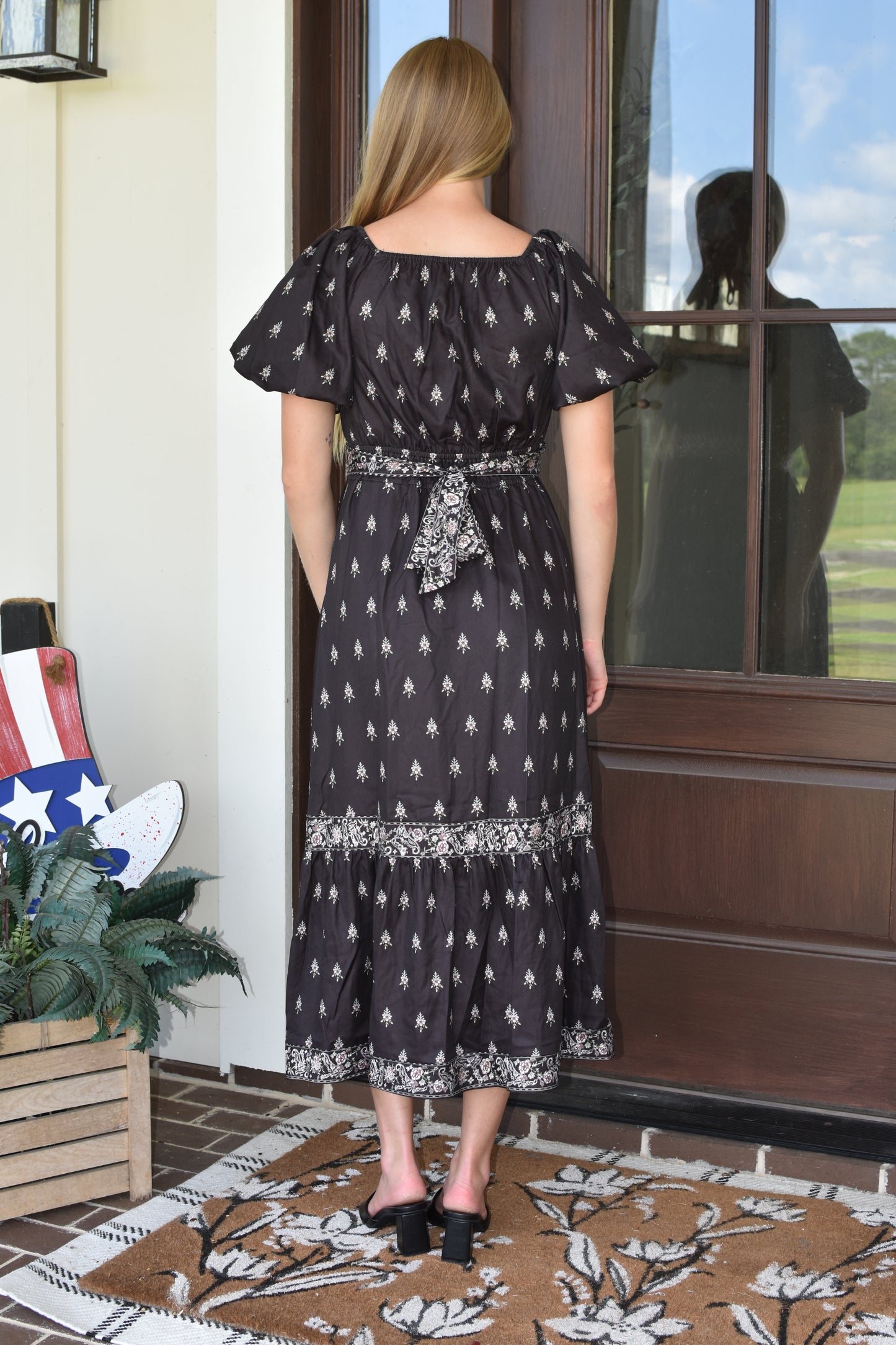 Black Floral Midi