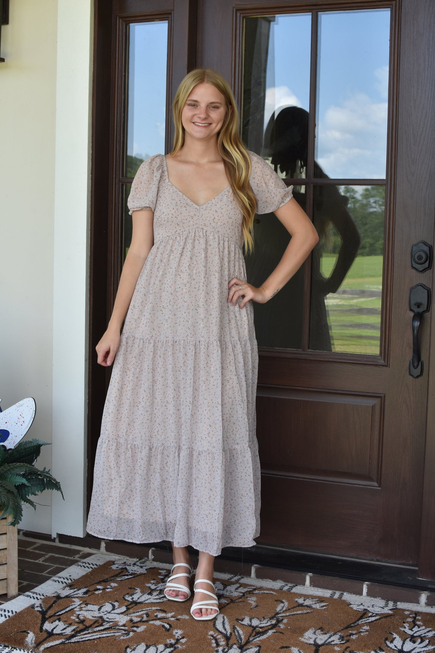 Dainty Pink Floral Midi