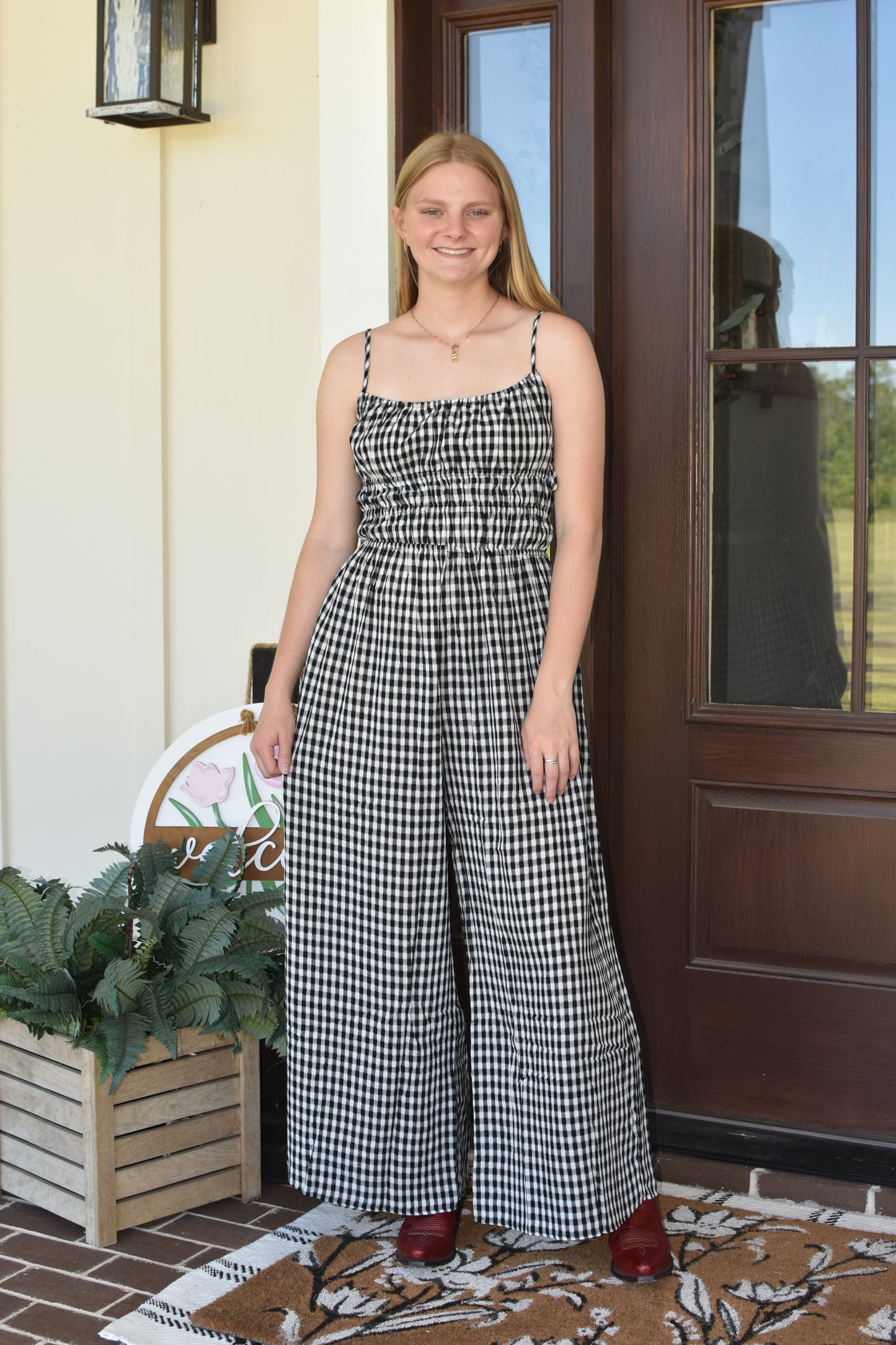 Gingham Overalls, Black