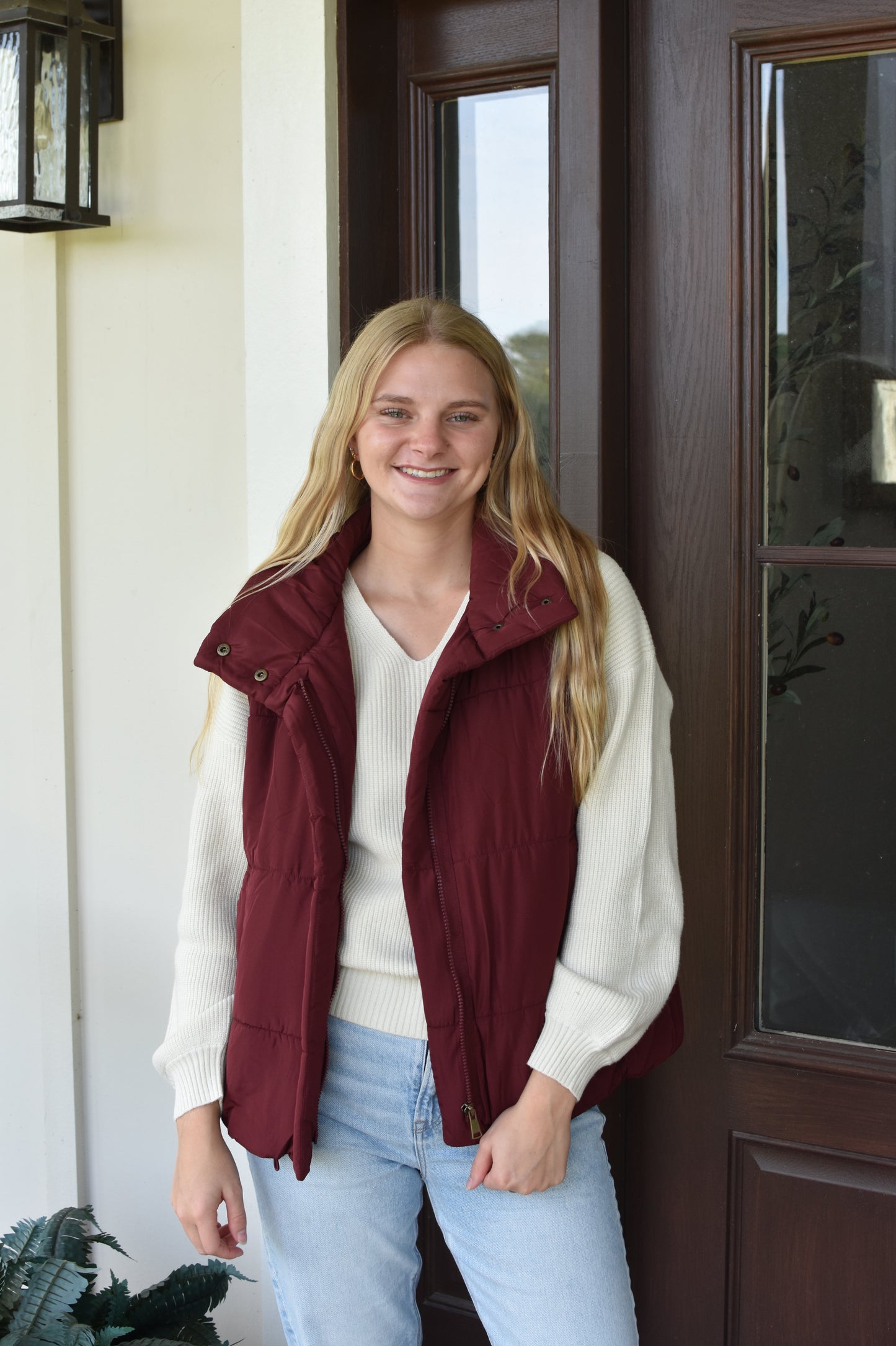 Burgundy Puffer Vest