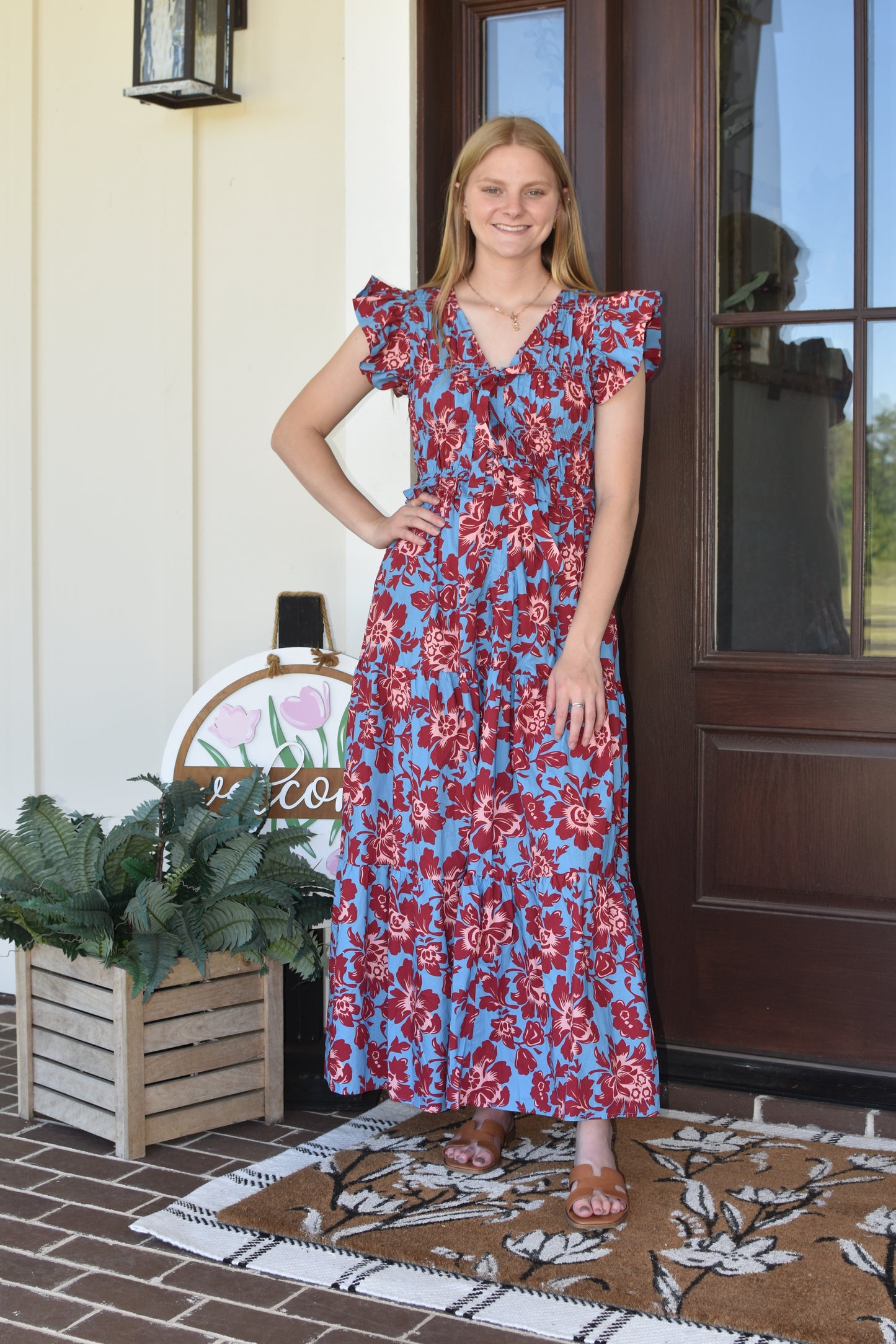 Burgundy Floral Midi