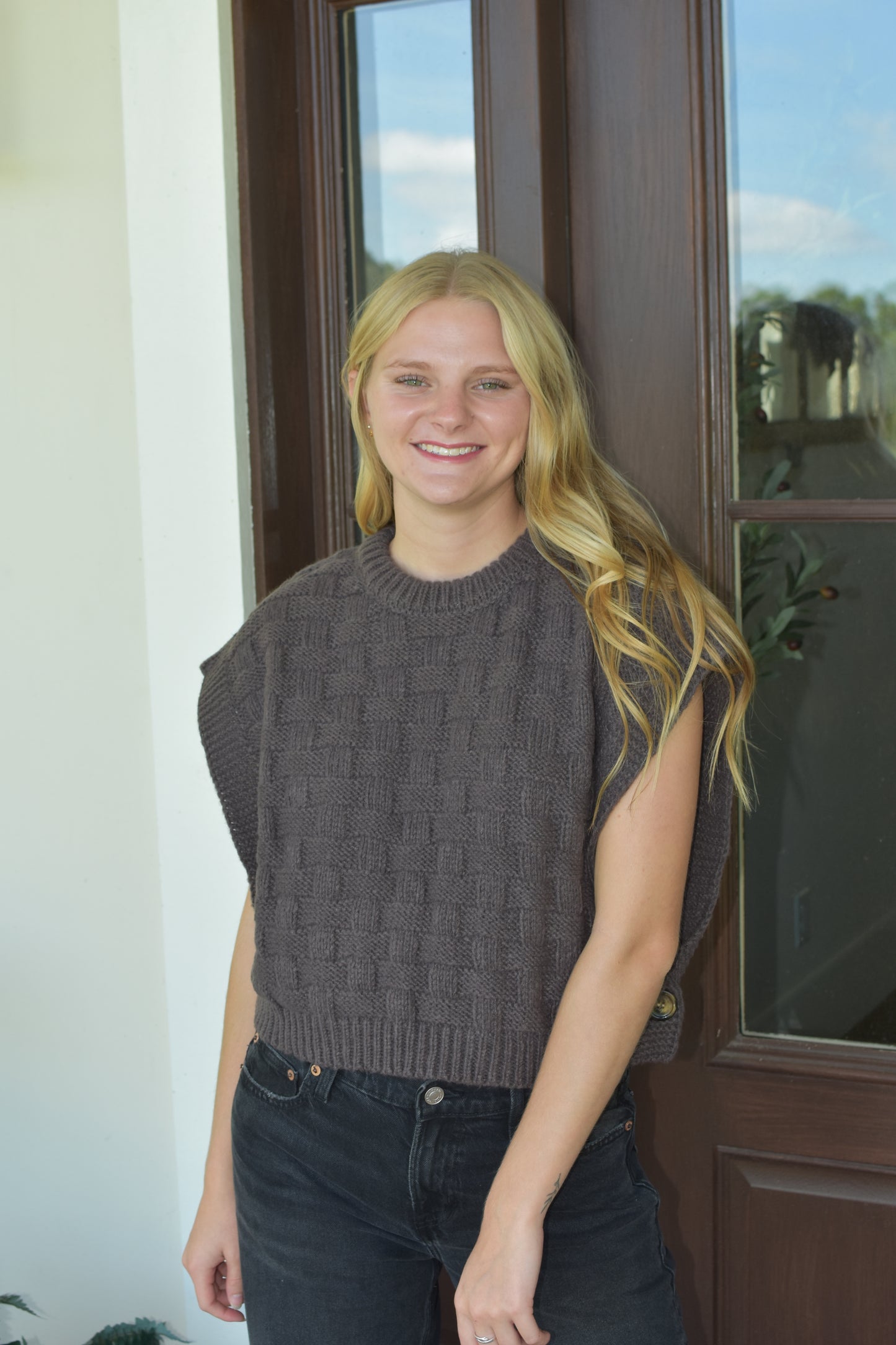 Grey Brown Sweater Top