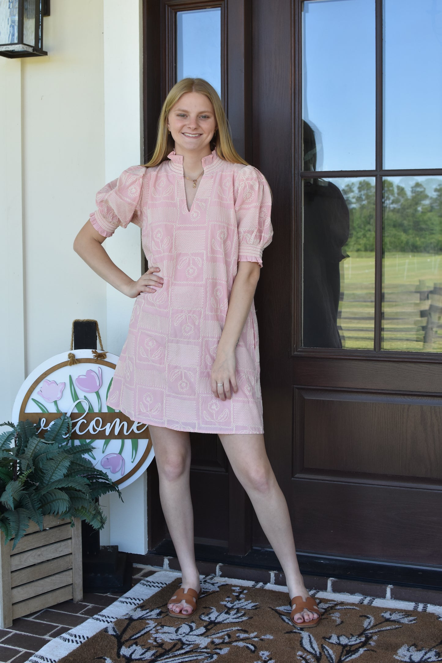 Pink Embroidered Mini