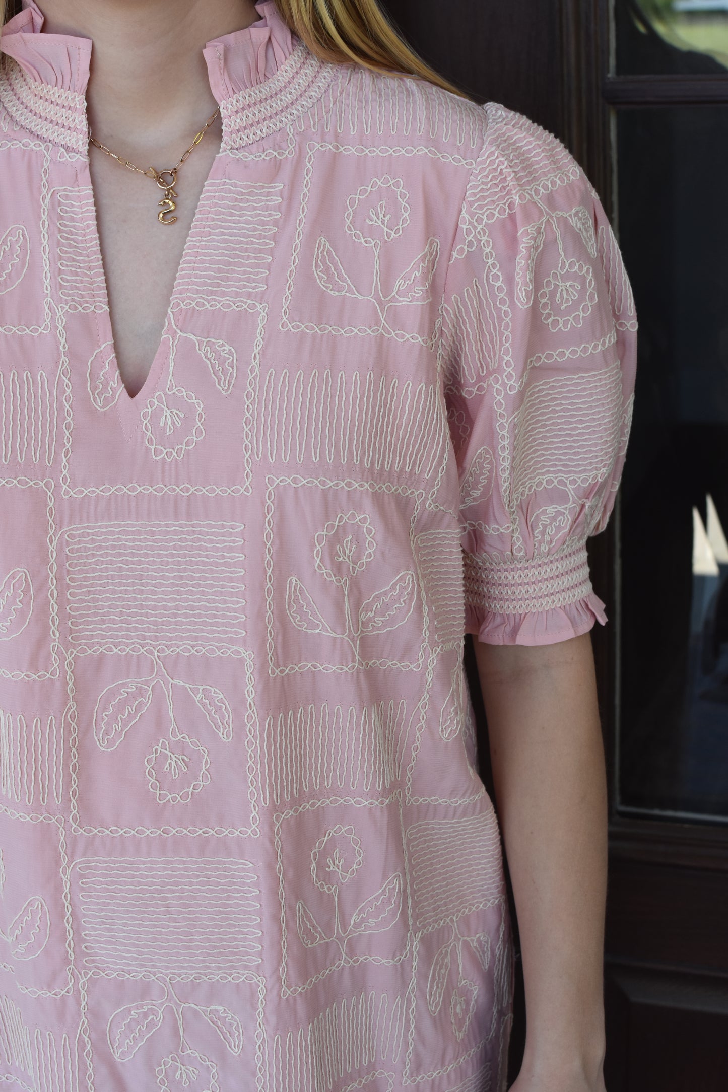 Pink Embroidered Mini