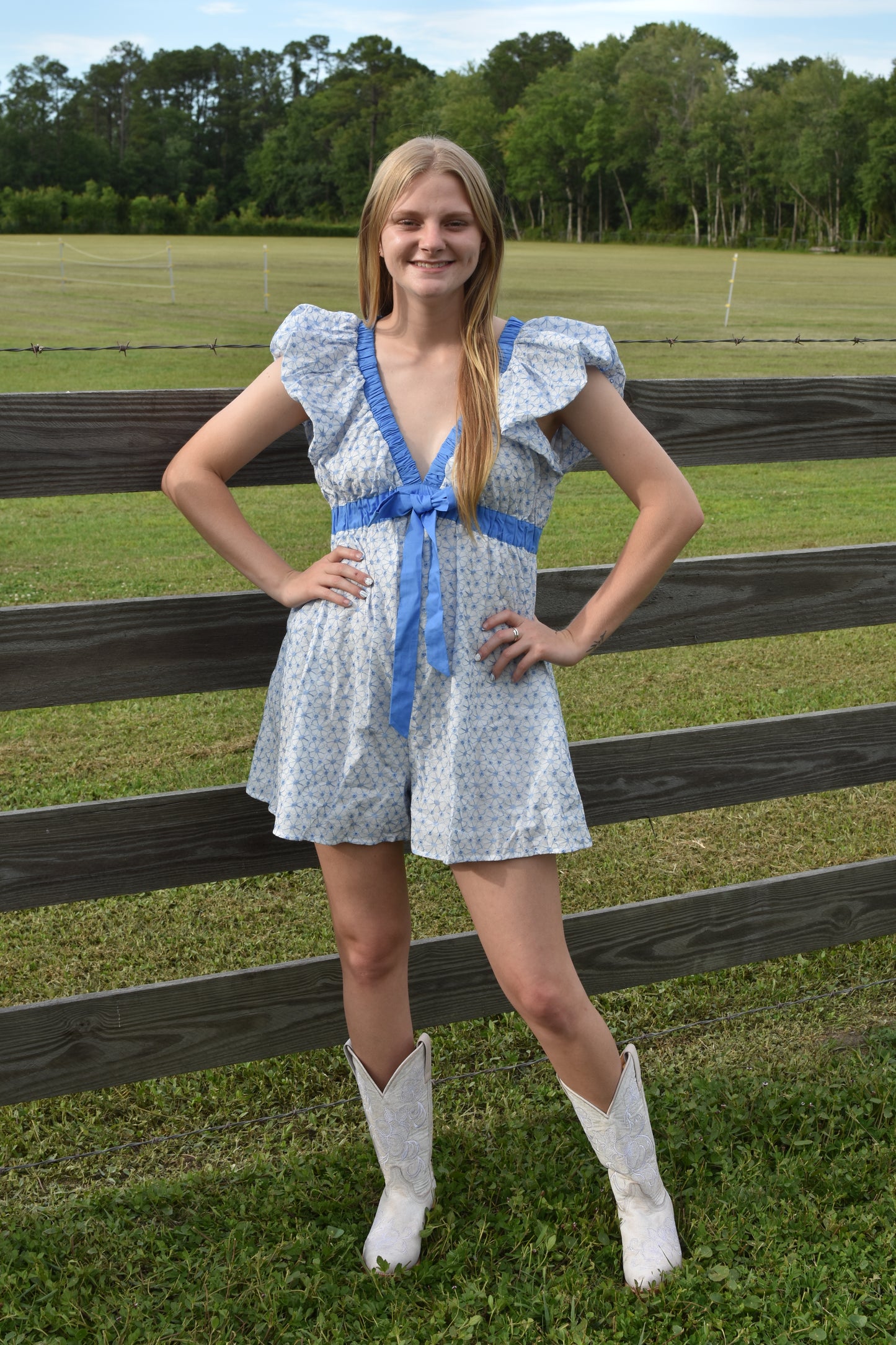 Blue Detailed Romper