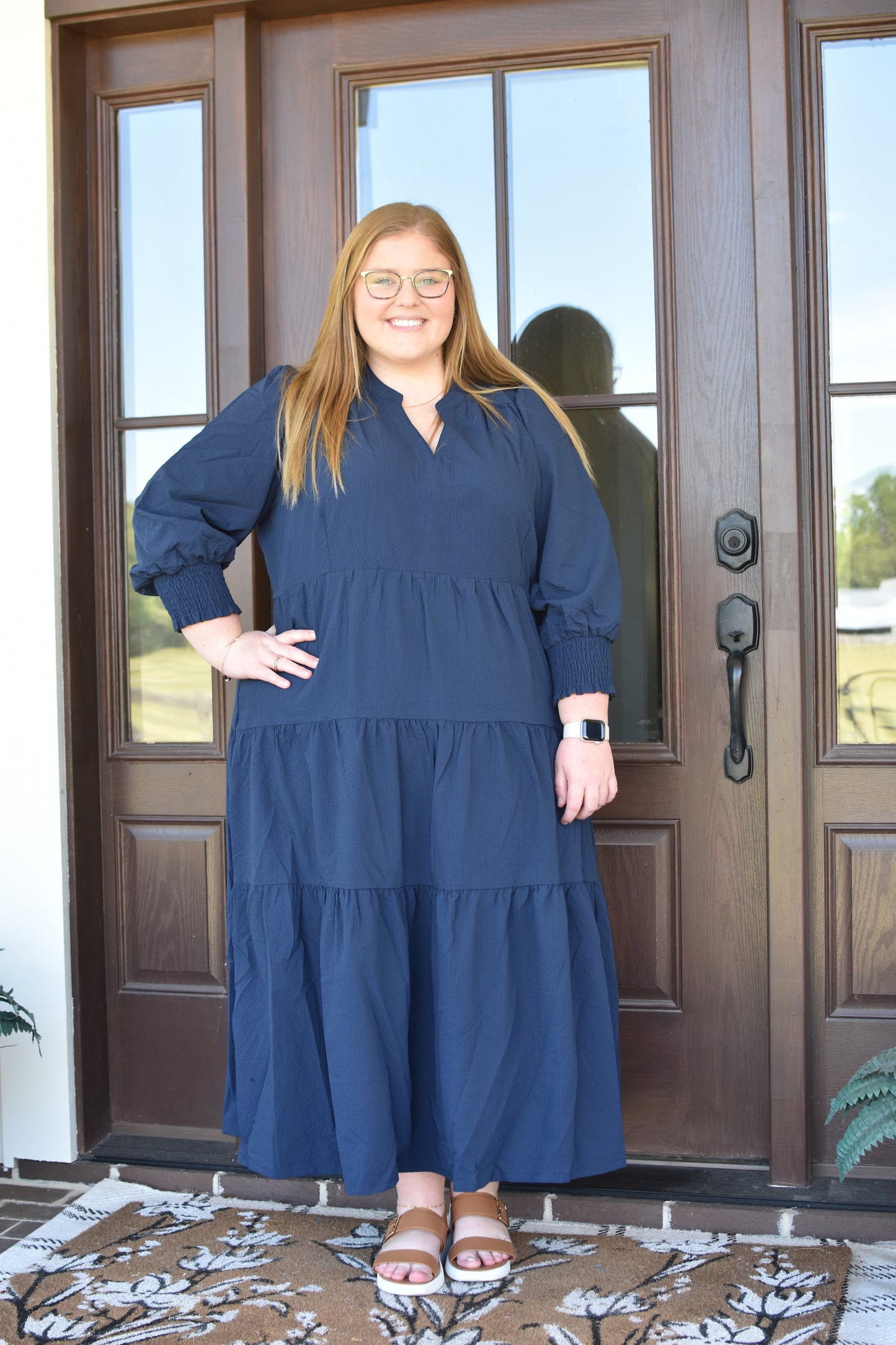 Navy Tiered Midi