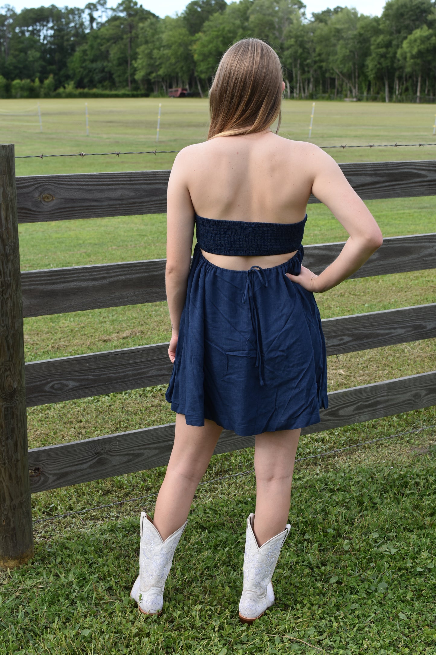 Navy Babydoll Tube Dress
