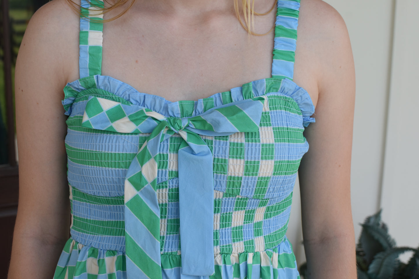 Aqua Summer Plaid Midi