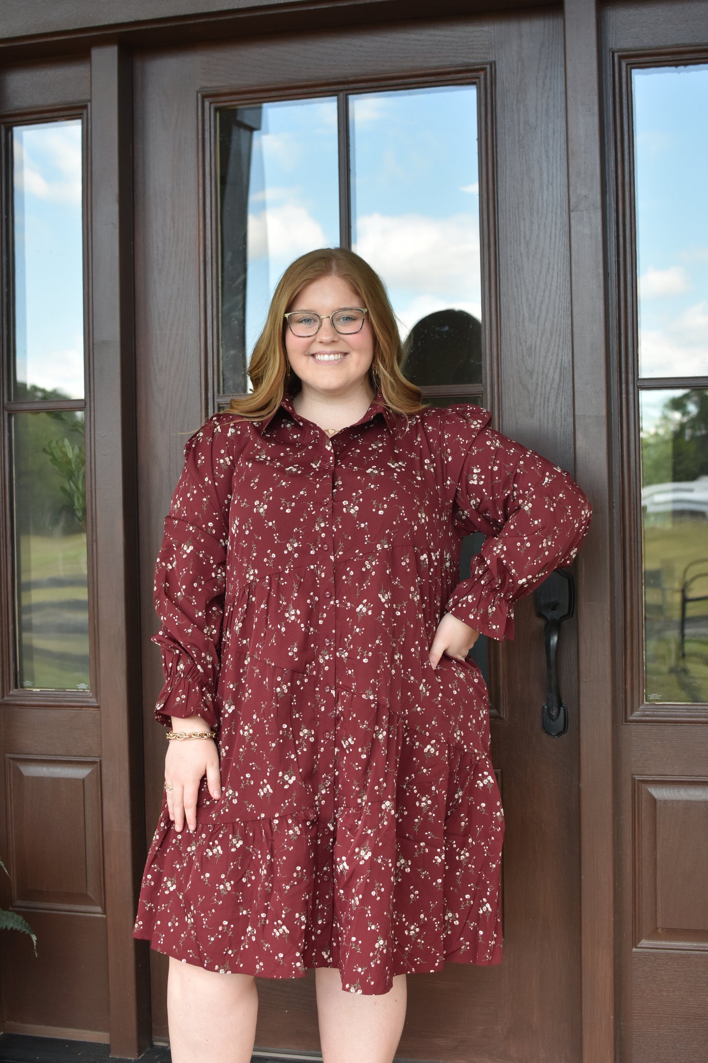 Burgundy Floral Mini, CURVY