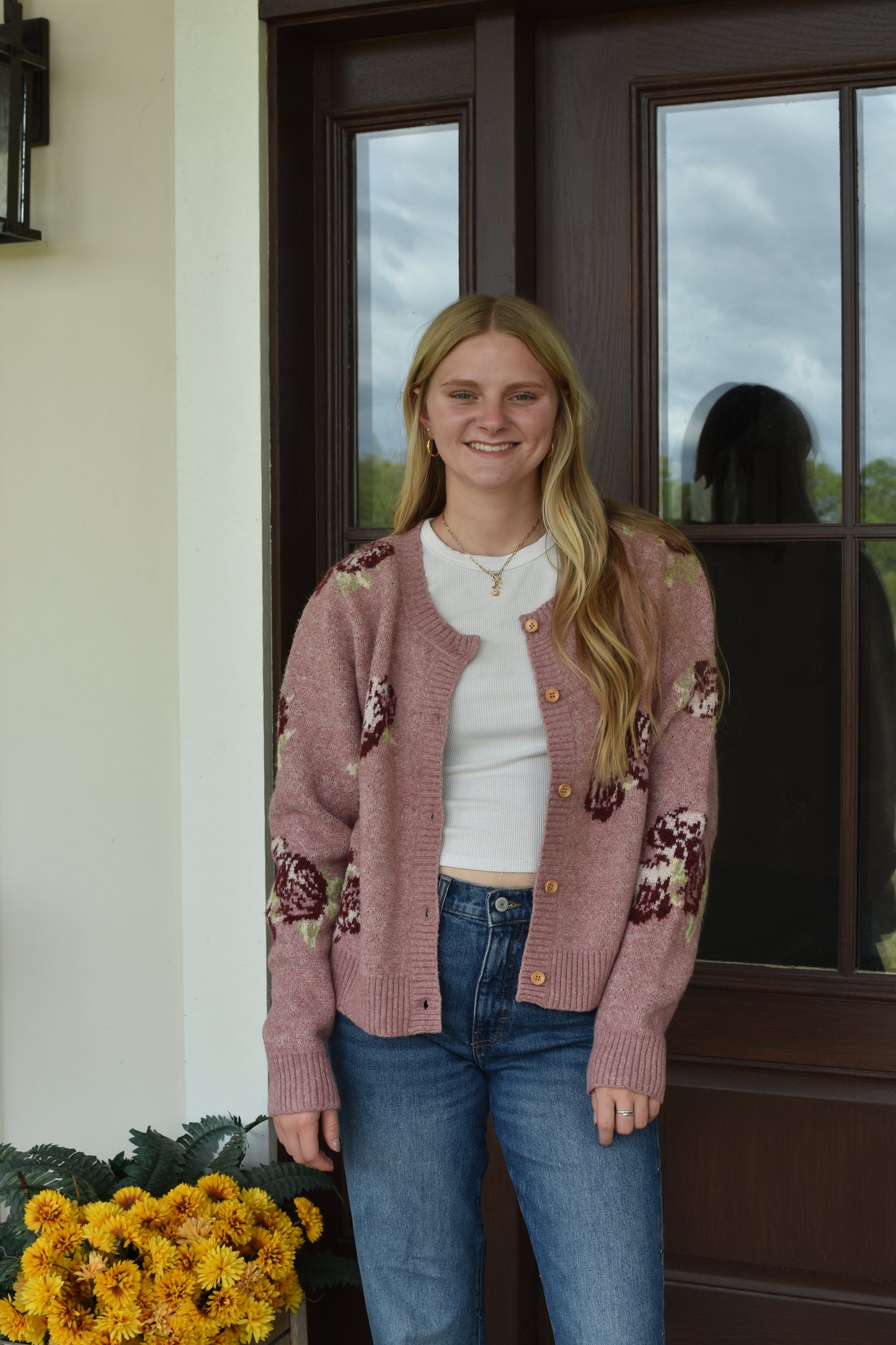 Mauve Floral Sweater