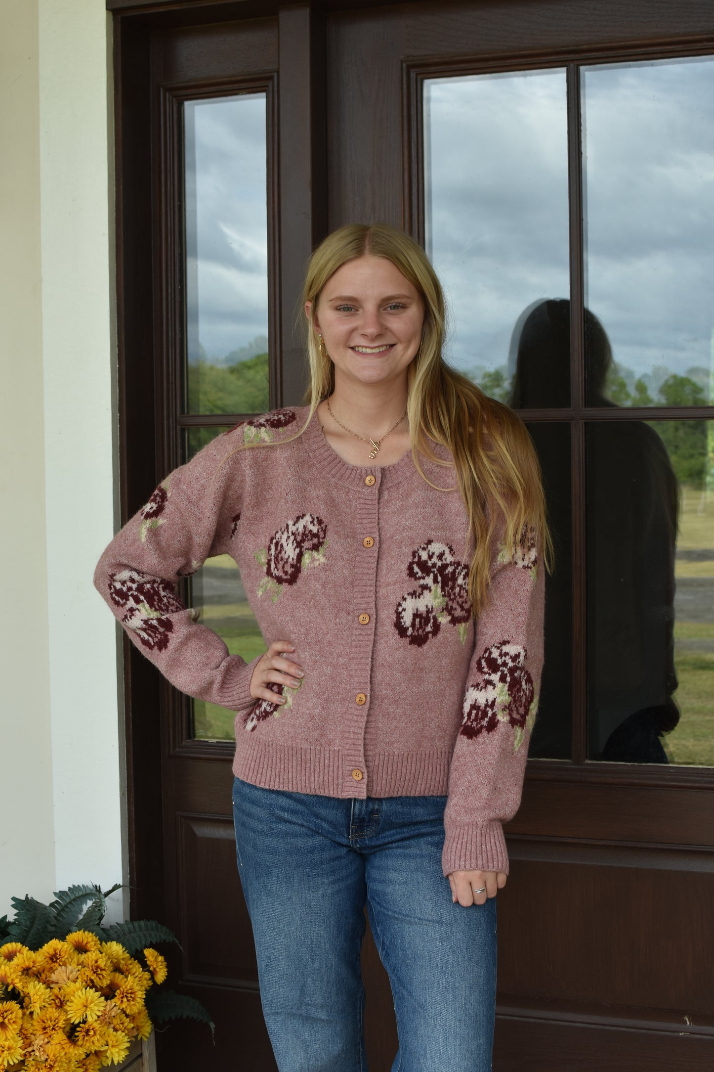 Mauve Floral Sweater