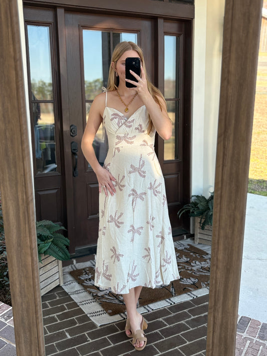 Palm Embroidered Cami Midi