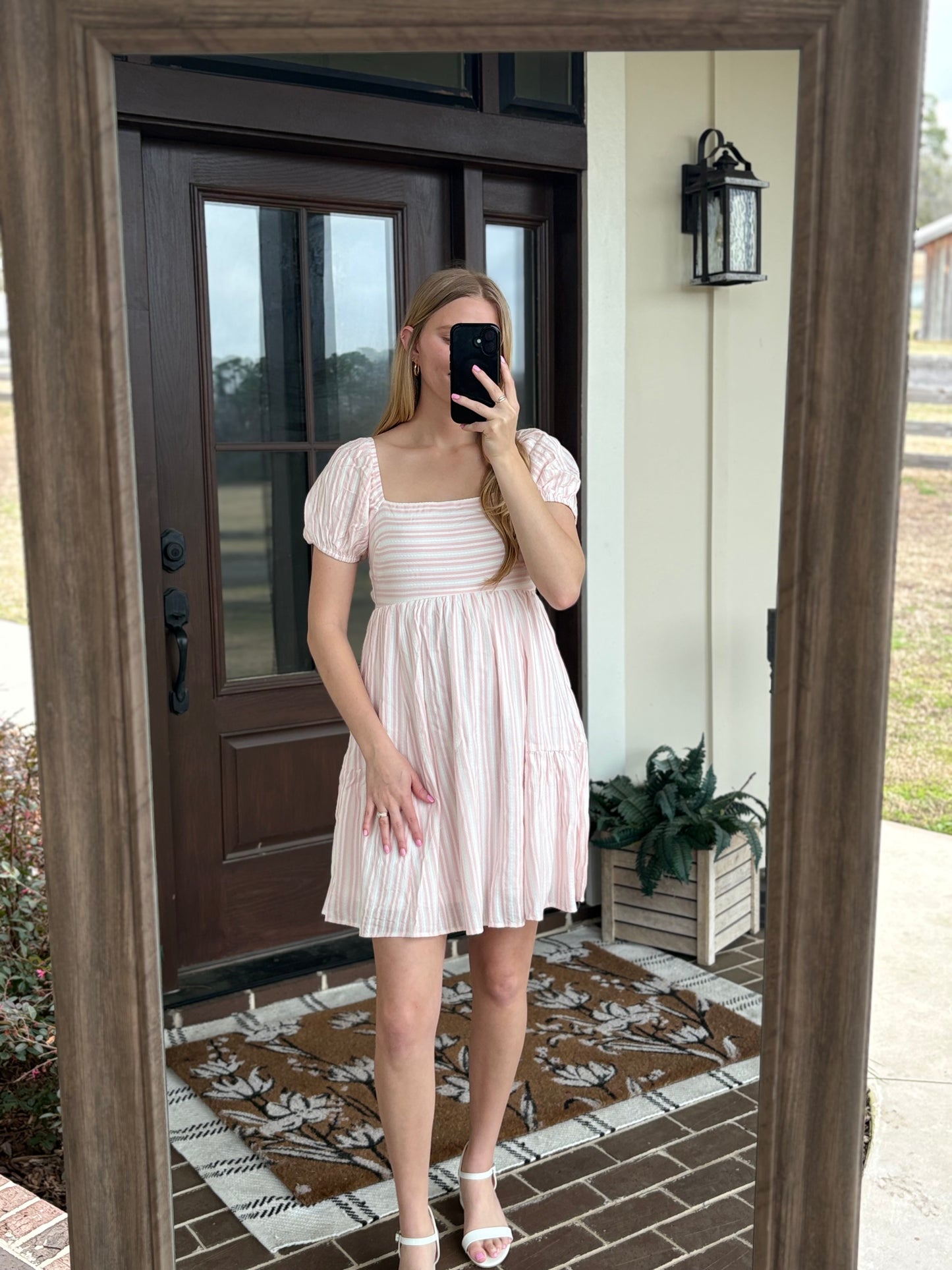 Pinstripe Square Neck Mini