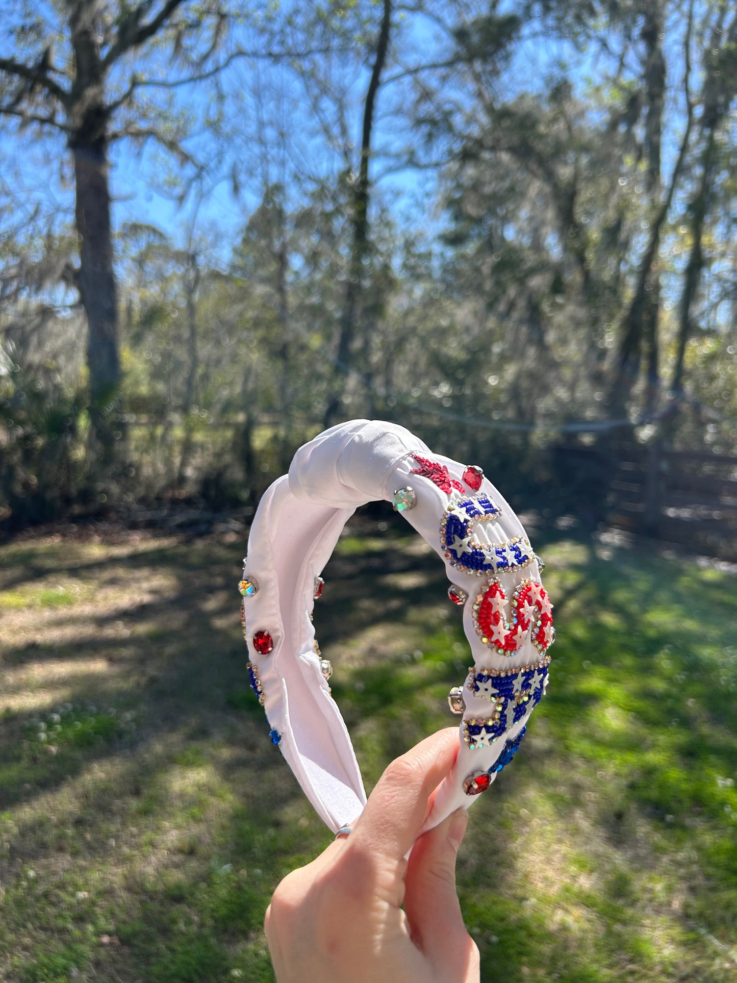 White USA Headband