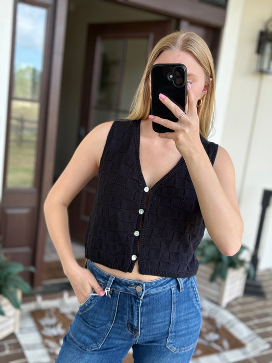 Black Knit Tank Top