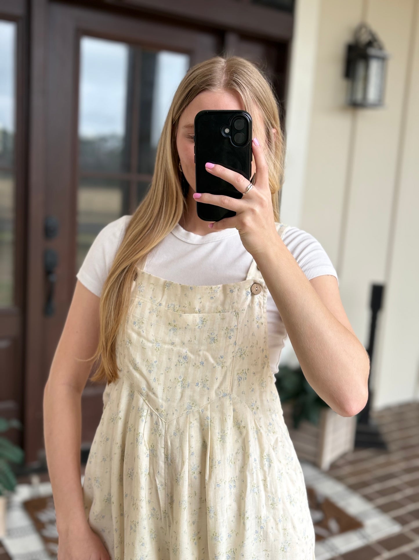 Blue Printed Floral Overalls