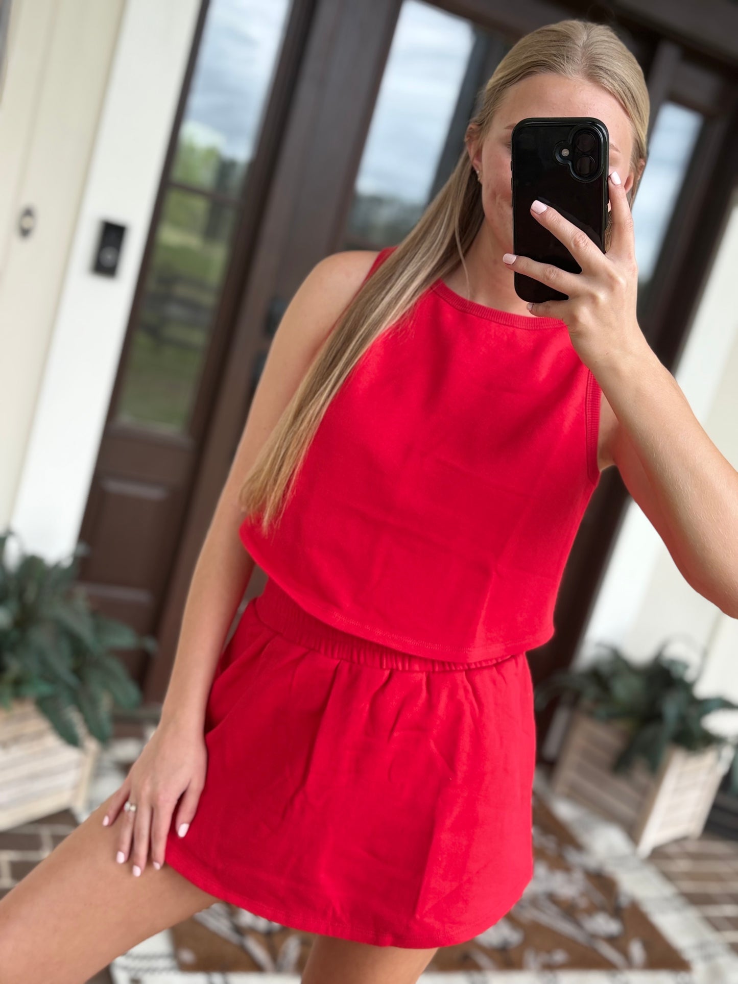 Kailee Red Skort Set