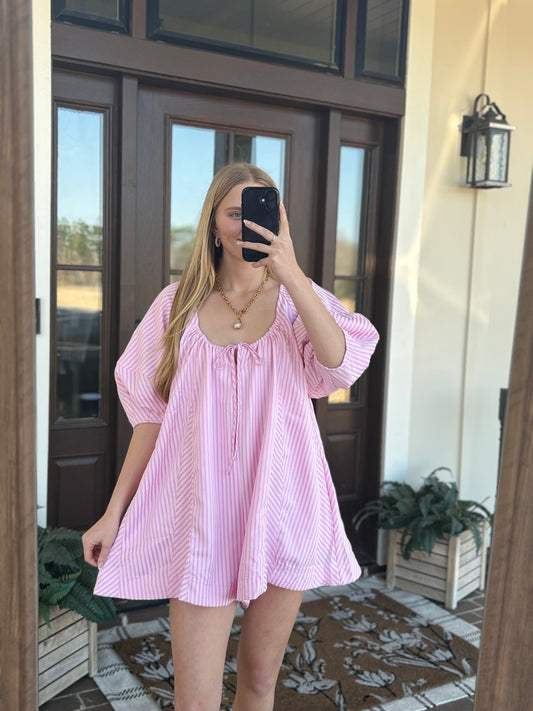 Pink Striped Tie Romper
