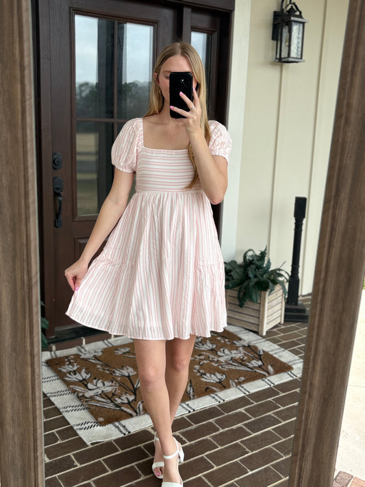 Pinstripe Square Neck Mini