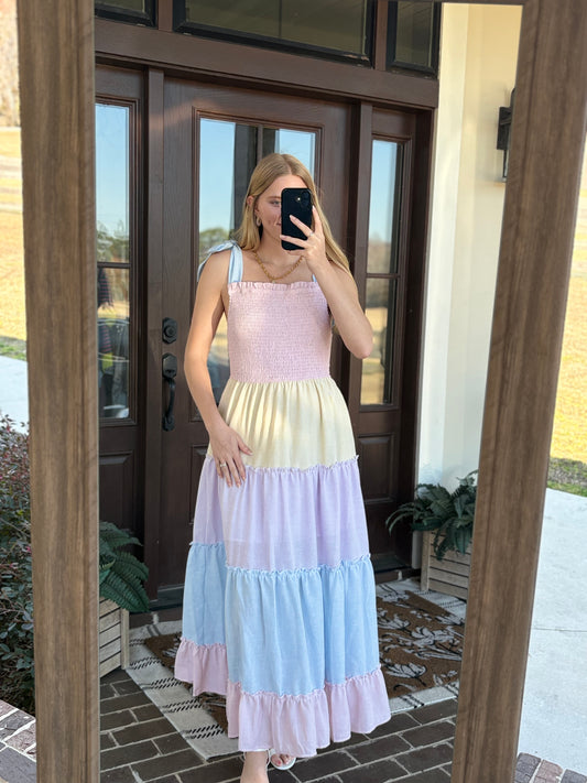 Color Block Tiered Maxi