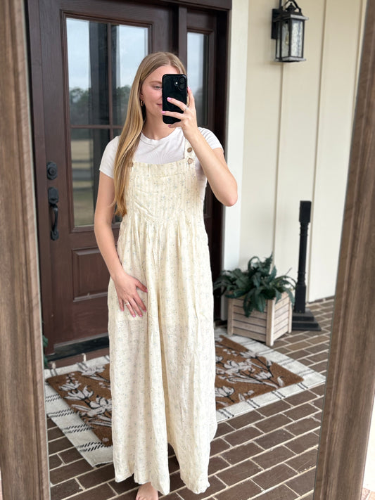 Blue Printed Floral Overalls