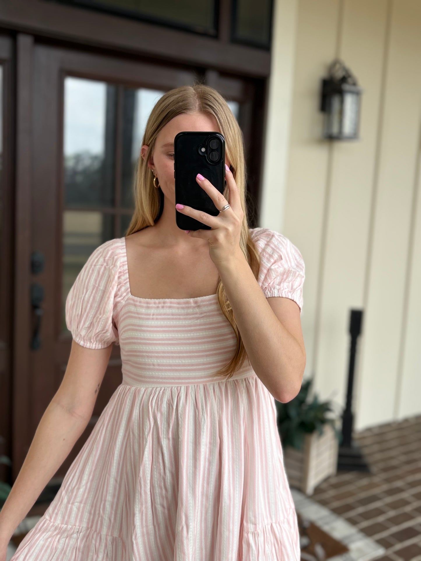 Pinstripe Square Neck Mini