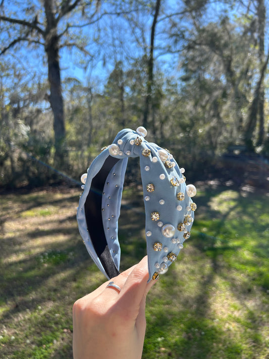 Baby Blue Beaded Headband