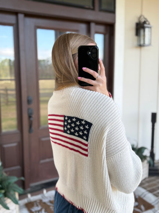 American Flag Knit Cardigan