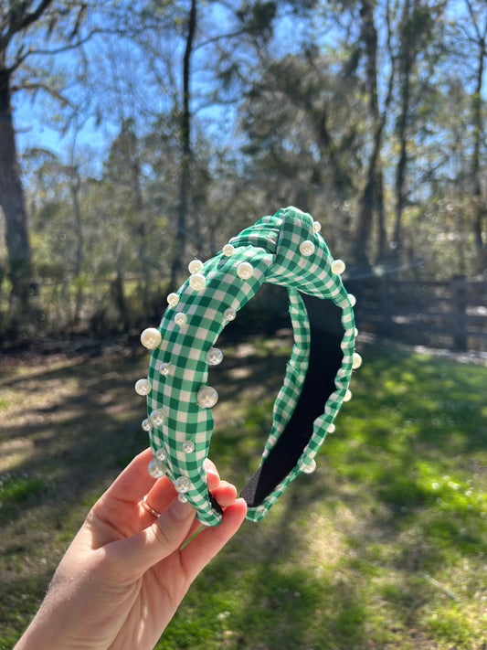 Green Gingham Pearl