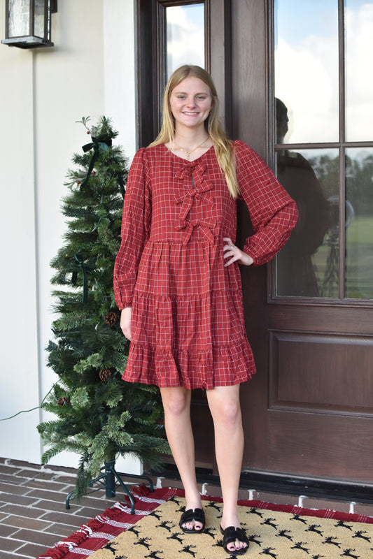 Burgundy Bow Dress