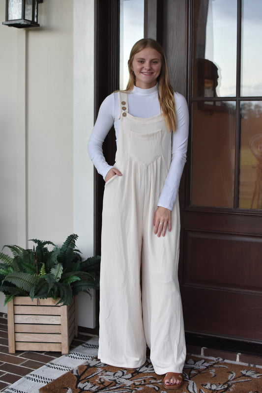 Winter White Overalls