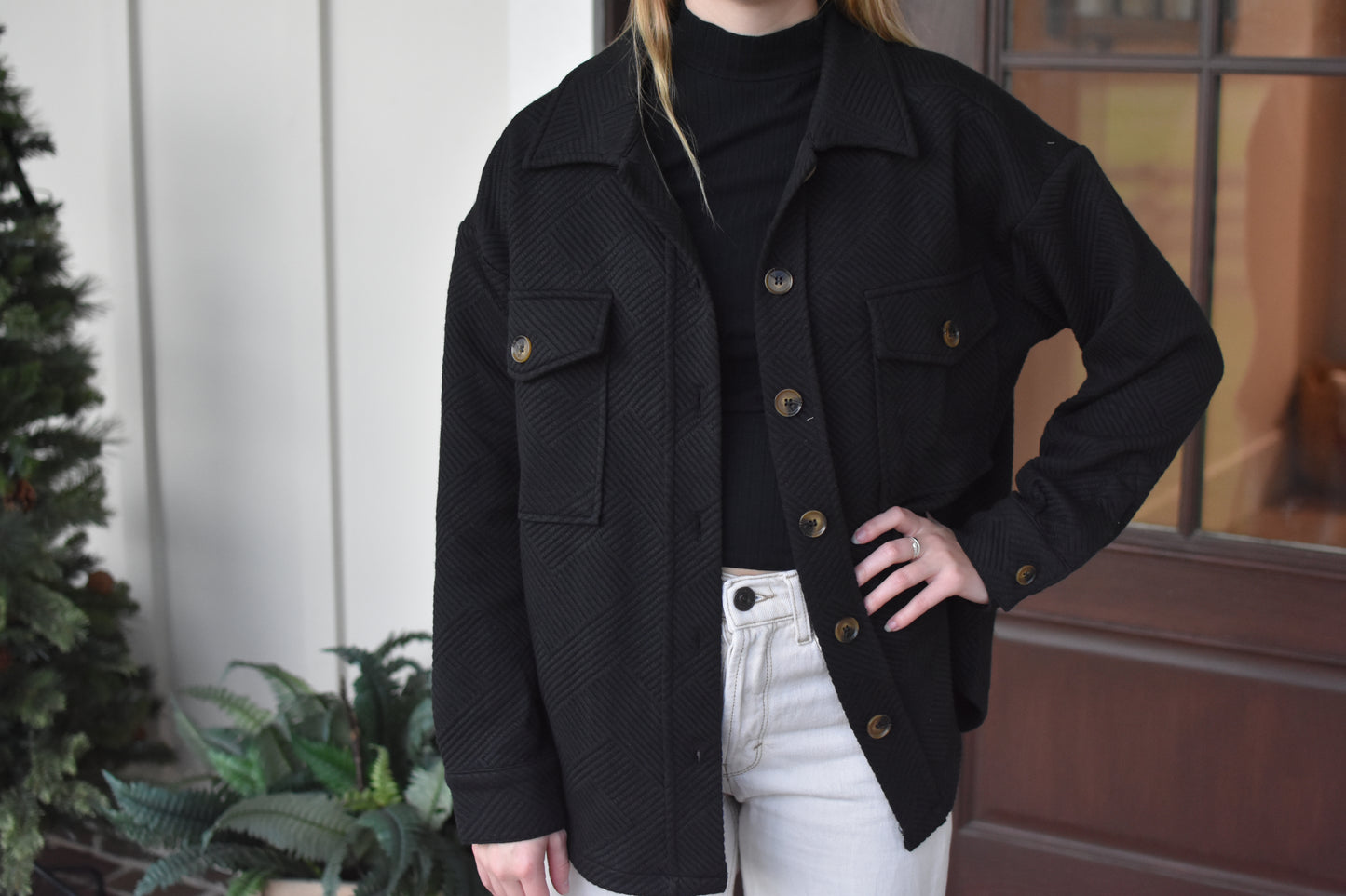 Textured Black Shacket