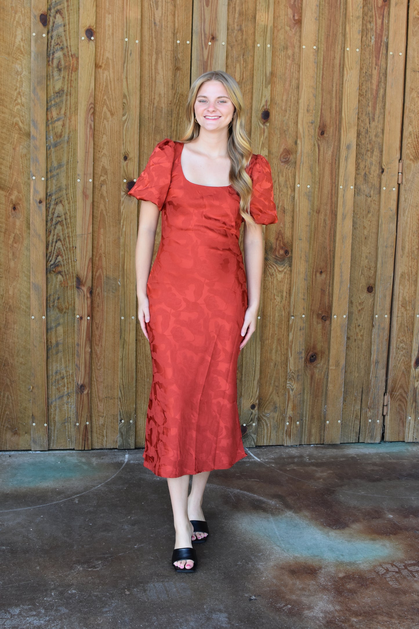 Rust Midi Dress