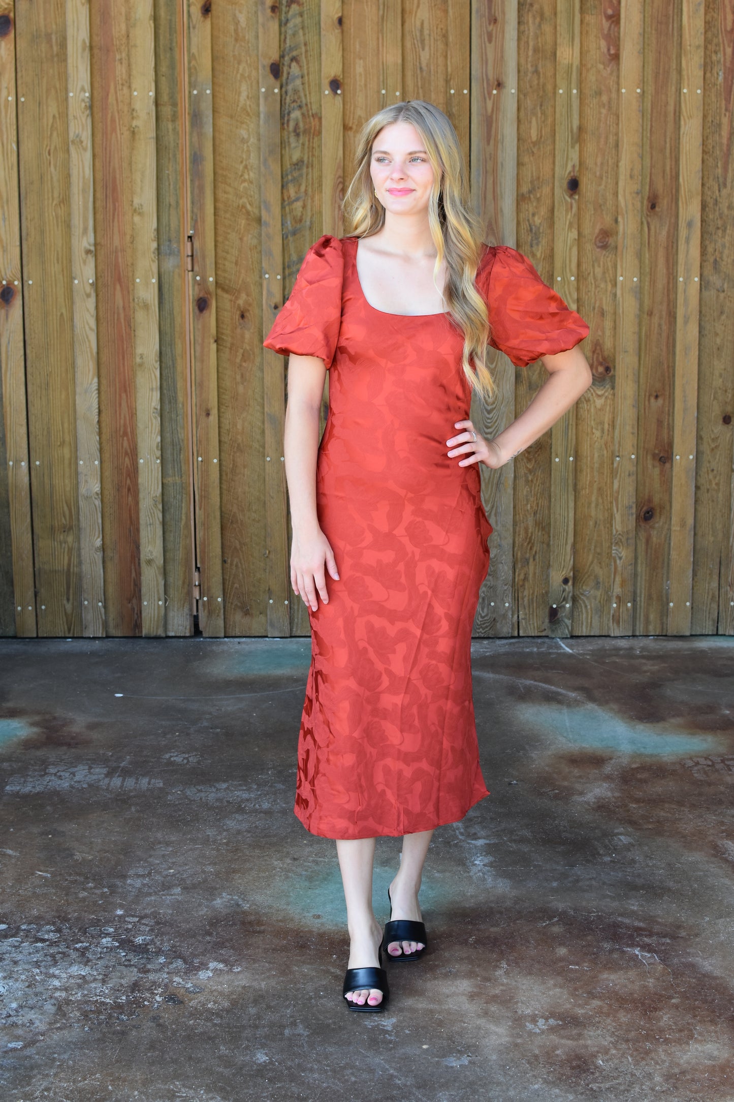 Rust Midi Dress