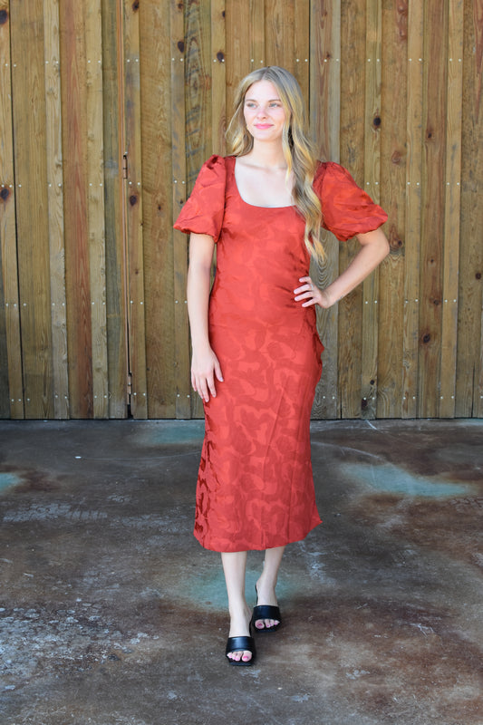 Rust Midi Dress