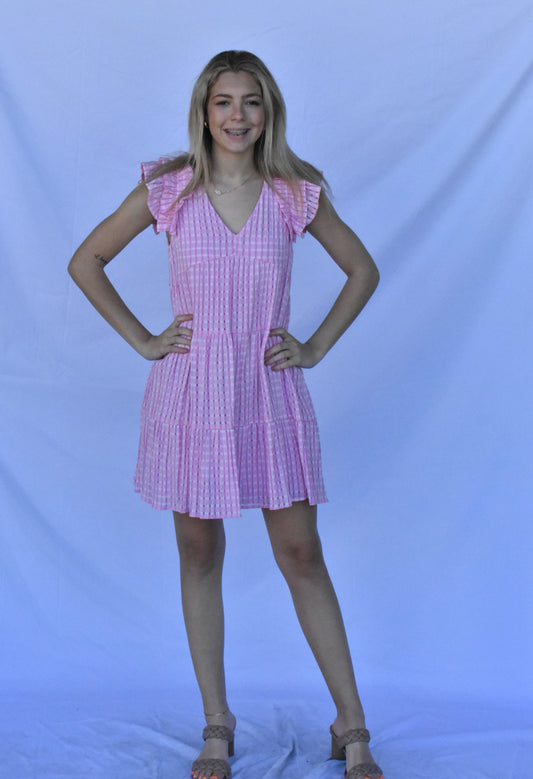 Pink and White Babydoll Dress