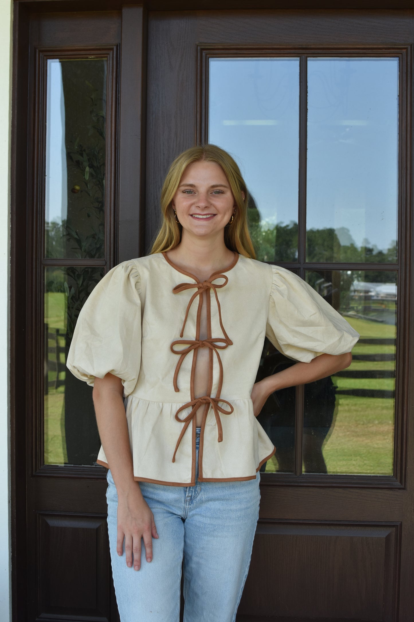 Suede Tie Blouse